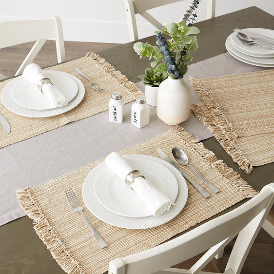 Taupe-Variegated-Fringe-Placemats,-Set-of-6-Placemats