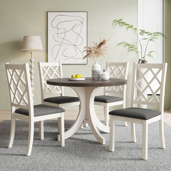 Taylor 5 Piece Round Dining Table Set with Upholstered Chairs - Dining Set