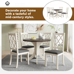 Taylor 5 Piece Round Dining Table Set with Upholstered Chairs - Dining Set