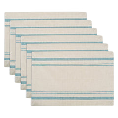 Teal French Stripe Placemats, Set of 6 - Placemats