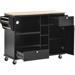 Thea Kitchen Island Cart with Storage Cabinet and Two Locking Wheels - Kitchen Carts