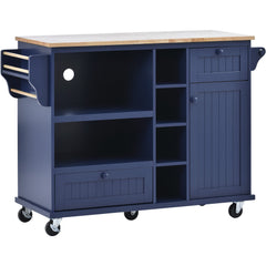 Thea Kitchen Island Cart with Storage Cabinet and Two Locking Wheels - Kitchen Carts