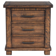 Three Drawer Reclaimed Solid Wood Farmhouse Nightstand - Nightstands