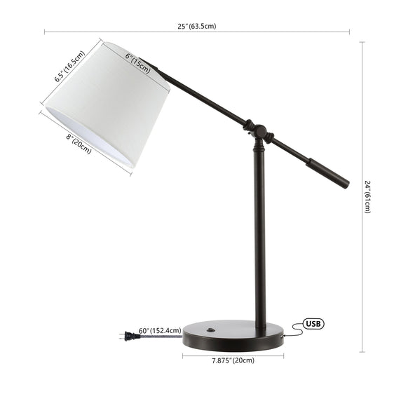 Troy Classic Contemporary Iron LED Task Lamp with USB Charging Port - Table Lamps