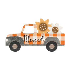 Truck Carrying Sunflowers Wood Tabletop Decor - Decorative sign
