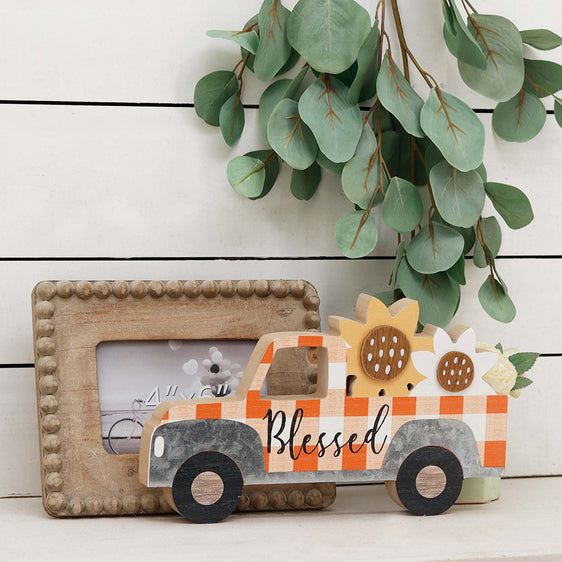 Truck-Carrying-Sunflowers-Wood-Tabletop-Decor-Decorative-sign