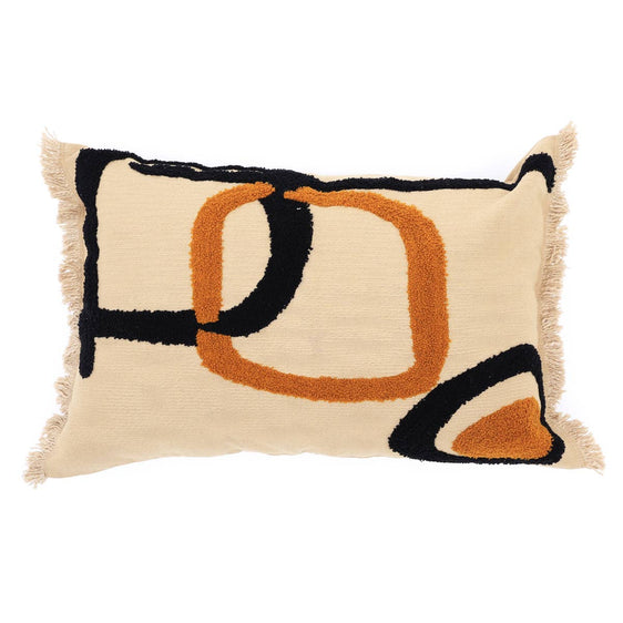Tufted Cotton Slub Lumbar-Brown & Black 24"x16" - Pillows