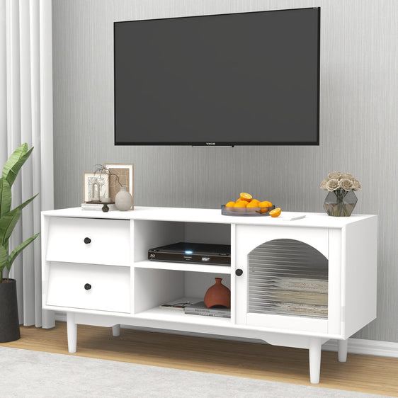 TV Stand with Drawers and Open Shelves, A Cabinet with Glass Doors - Consoles
