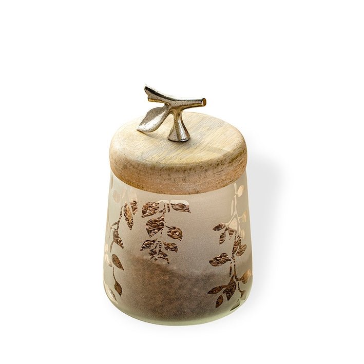 Twigy Frosted Glass Jar with Wooden Lid, Tall - Serveware