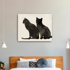 Two-Black-Cats-Canvas-Giclee-Wall-Art-Wall-Art