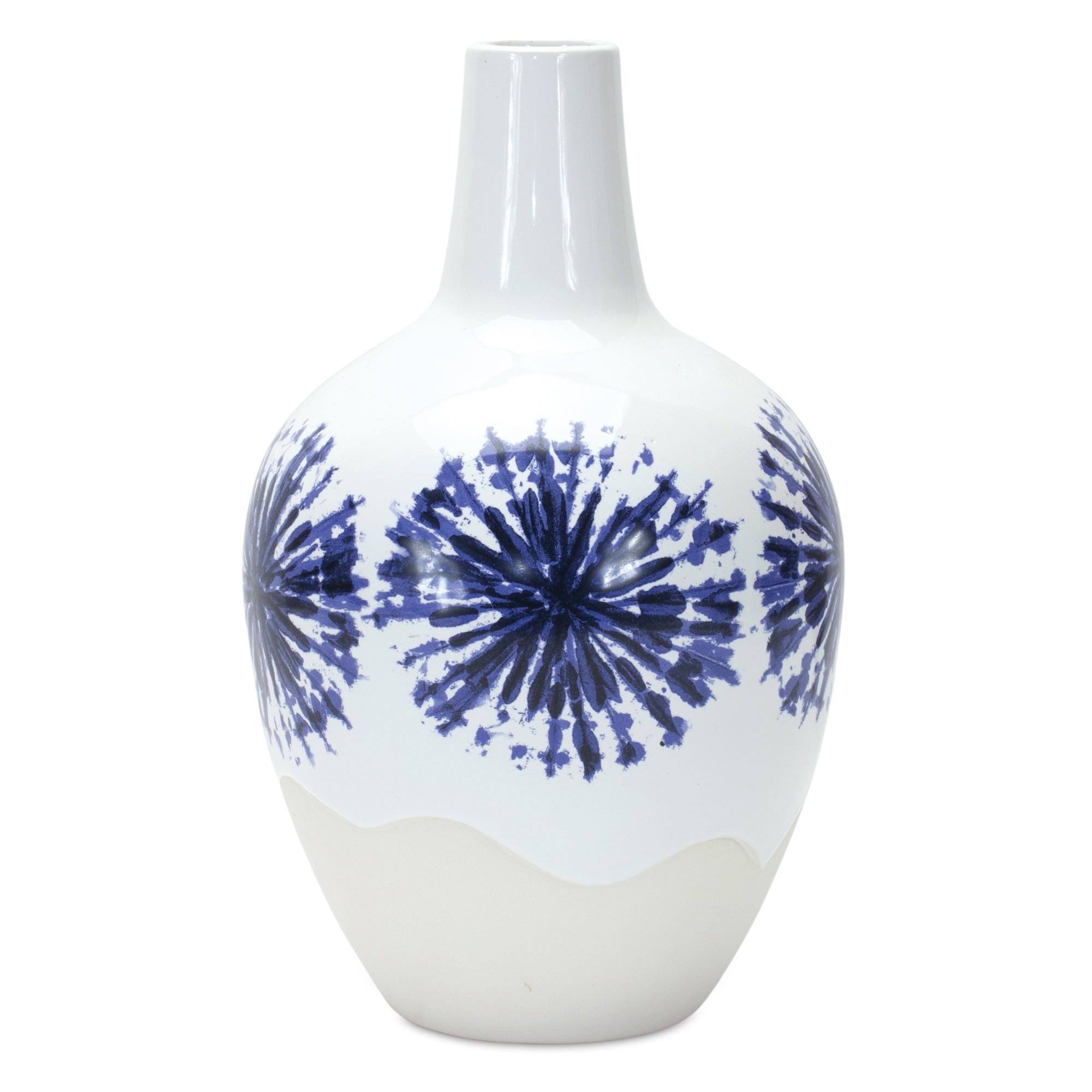 Two-tone Tie Dye Design Ceramic Vase 11" - Vases