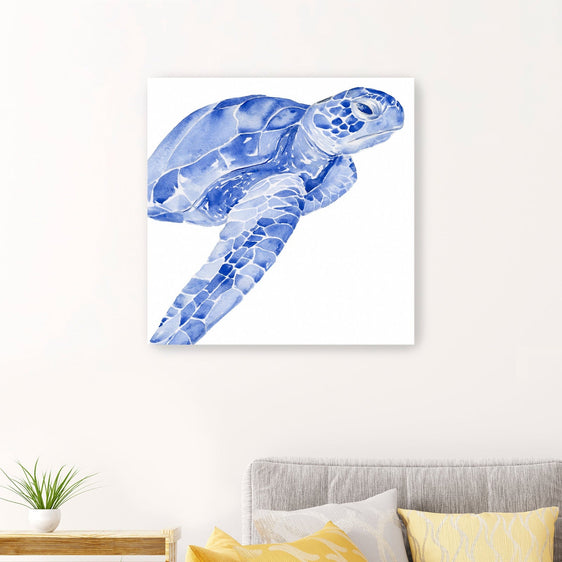 Ultramarine Sea Turtle II Canvas Giclee - Wall Art