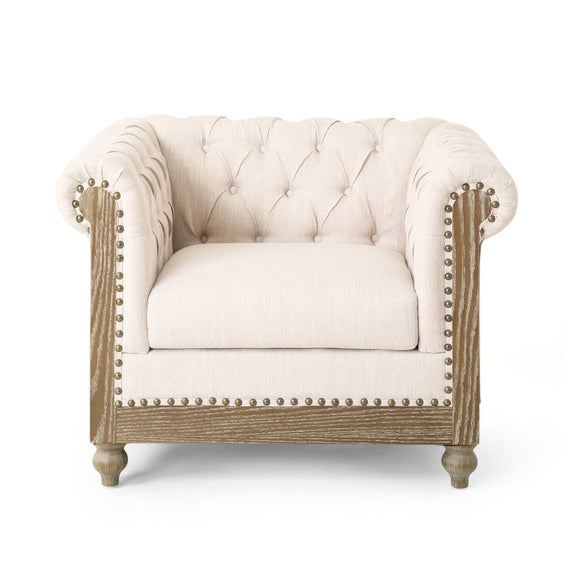 Upholstered Fabric Club Chair with Nailhead Trim - Accent Chairs