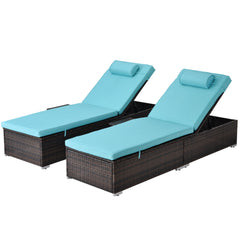 Uprising Outdoor PE Wicker Chaise Lounge with Side Table, Set of 2 - Outdoor Seating