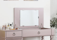 Vanity Set with Open Up Mirror, Ring Pull Handles and Stool - Vanity