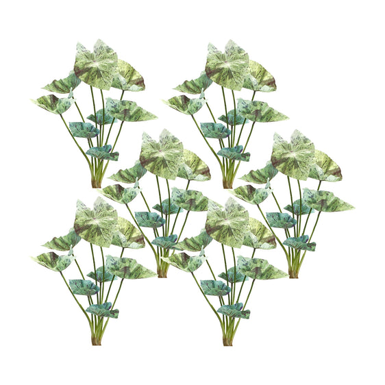 Variegated Caladium Foliage Bush, Set of 6 - Faux Florals