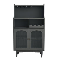 Virtue Wine Cabinet with Removable Rack and Wine Glass Rack, One Cabinet with Glass Doors - Storage Cabinets