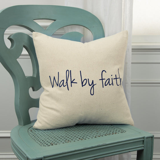 Walk By Faith 100% Cotton Canvas Pillow - Decorative Pillows