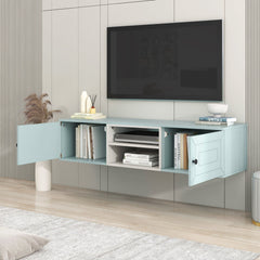 Wall Mounted 60" Floating Media Console, Blue - Consoles