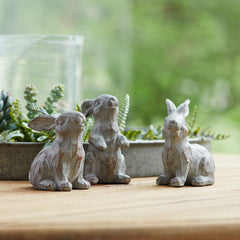 Washed-Stone-Garden-Rabbit-Figurine,-Set-of-6-Decor