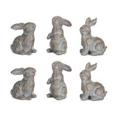 Washed Stone Garden Rabbit Figurine, Set of 6 - Decor