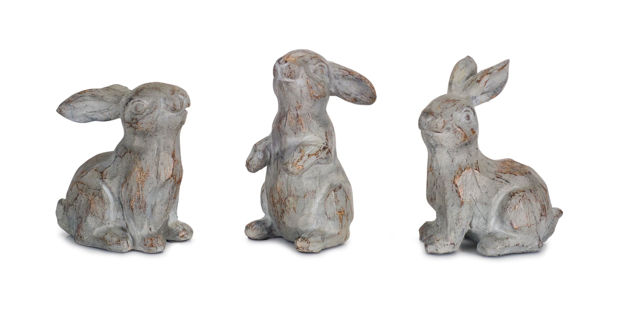 Washed Stone Garden Rabbit Figurine, Set of 6 - Decor