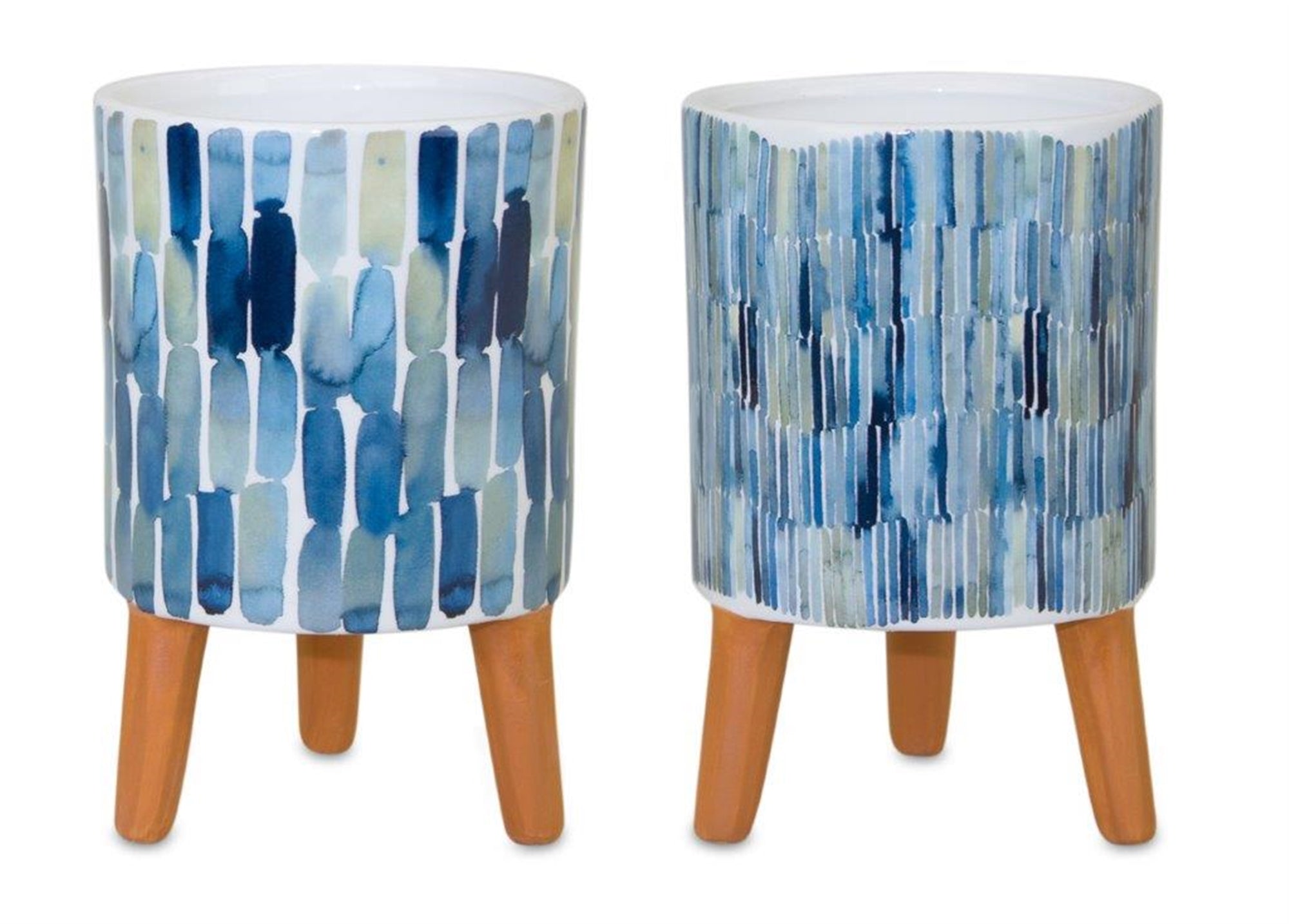 Watercolor Planter with Terra Cotta Legs (Set of 2) - Planters