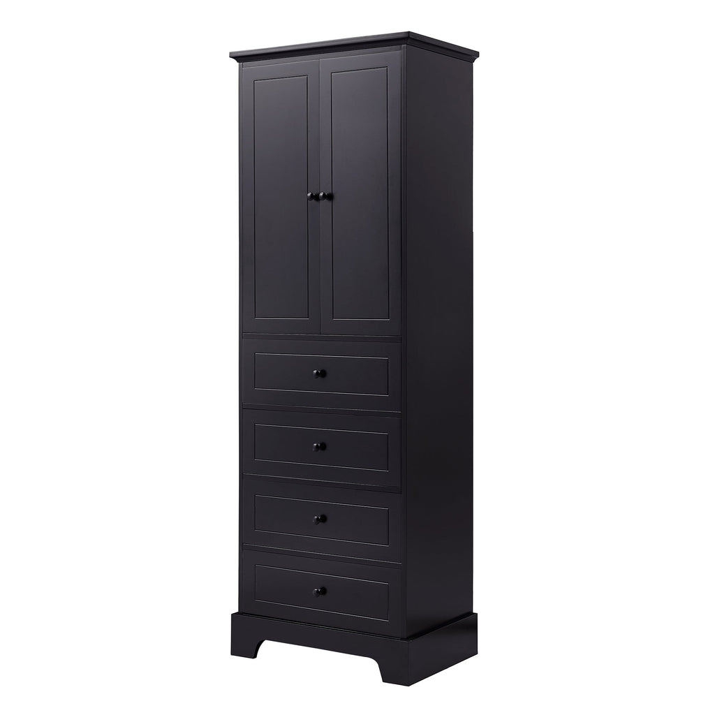 Watson Storage Cabinet with 2 Doors and 4 Drawers and Adjustable Shelf ...
