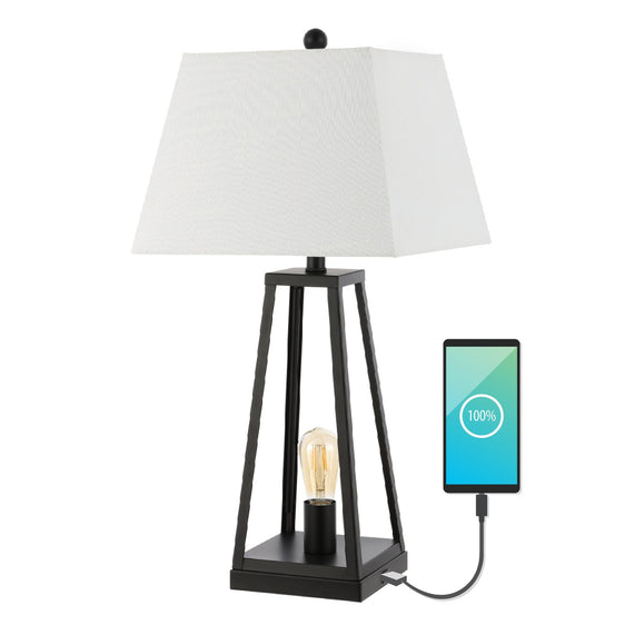 Waylon Classic Industrial Iron Nightlight LED Table Lamp with USB Charging Port - Table Lamps