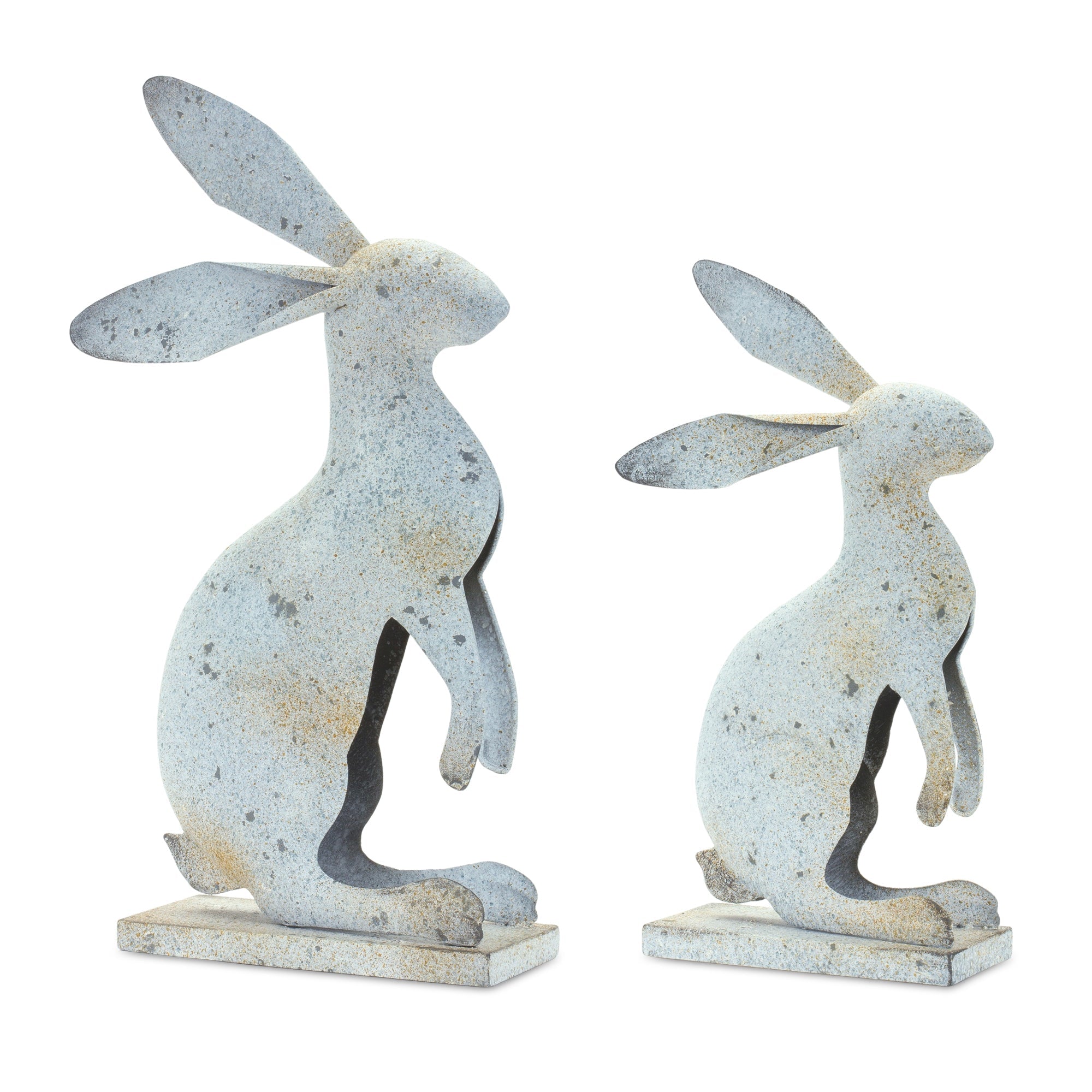 Weathered-Iron-Standing-Rabbit-Decor-with-Distressed-Finish-(Set-of-2)-Decor