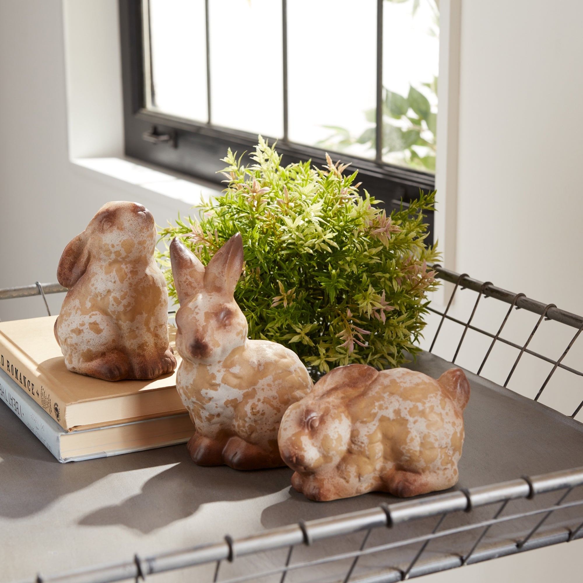 Weathered-Terra-Cotta-Rabbit-Garden-Statue-(Set-of-6)-Outdoor-Decor