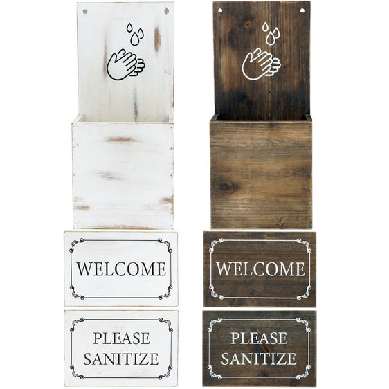 Welcome-Sign-with-Hand-Sanitizer-Dispenser-Container,-Set-of-2-Porch-Sign