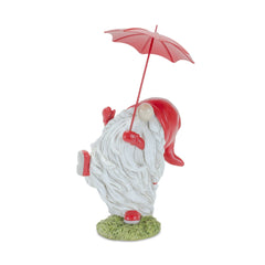 Whimsical Dancing Garden Gnome Figurine with Umbrella, Set of 4 - Decor
