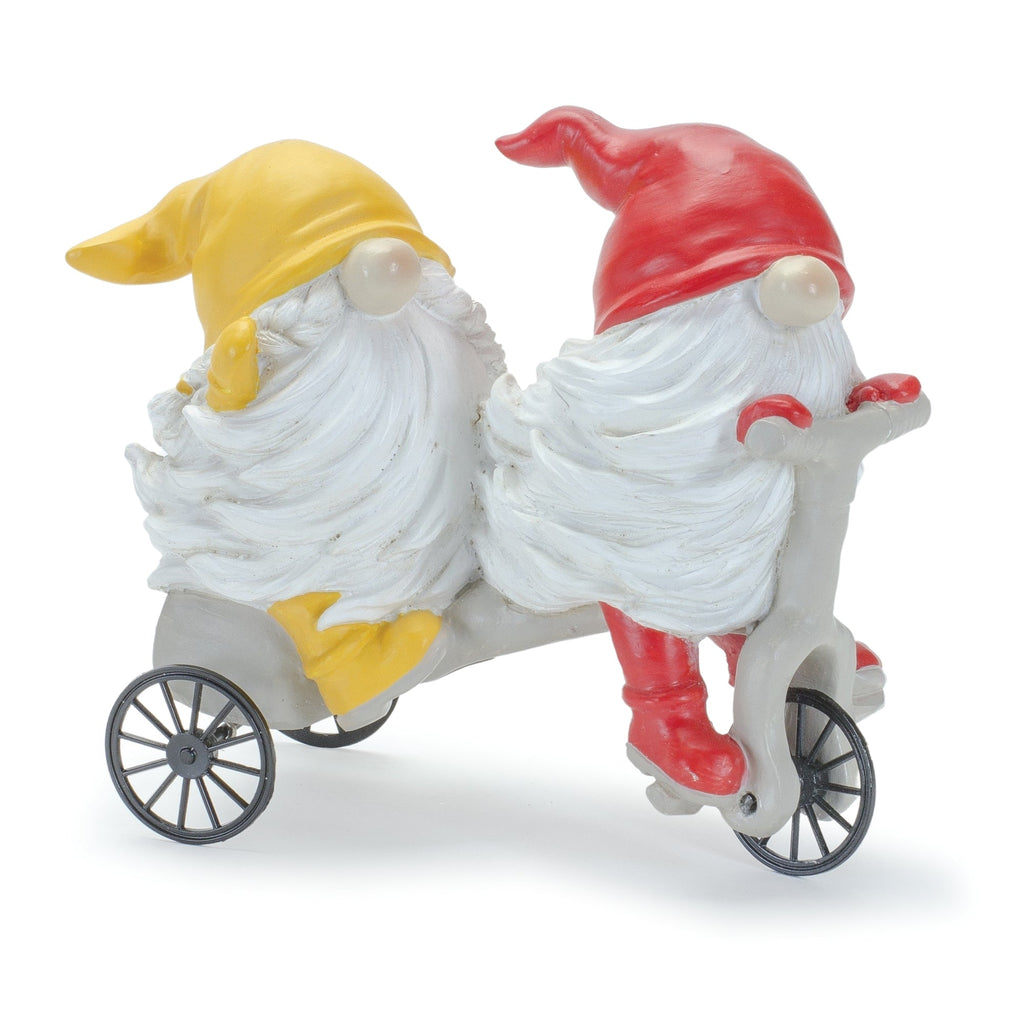 Whimsical Garden Gnome Figurine Riding a Scooter and Wheelbarrow, Set of 2 - Decor