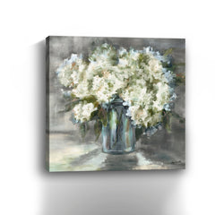 White And Taupe Hydrangeas Sill Life Canvas Giclee - Wall Art