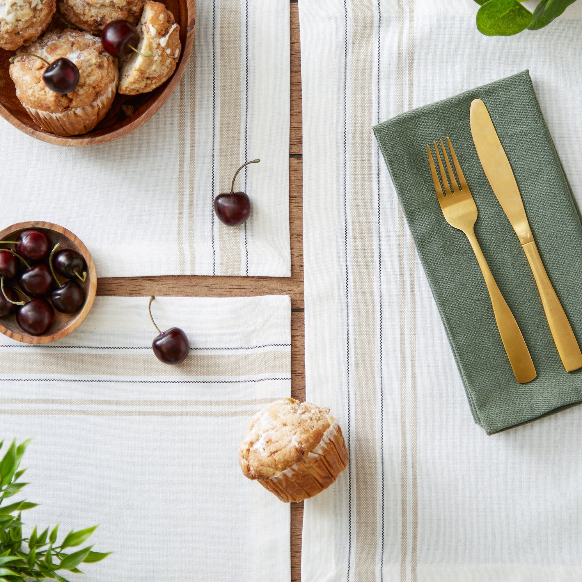 White Chambray French Stripe Placemats, Set of 6 - Placemats