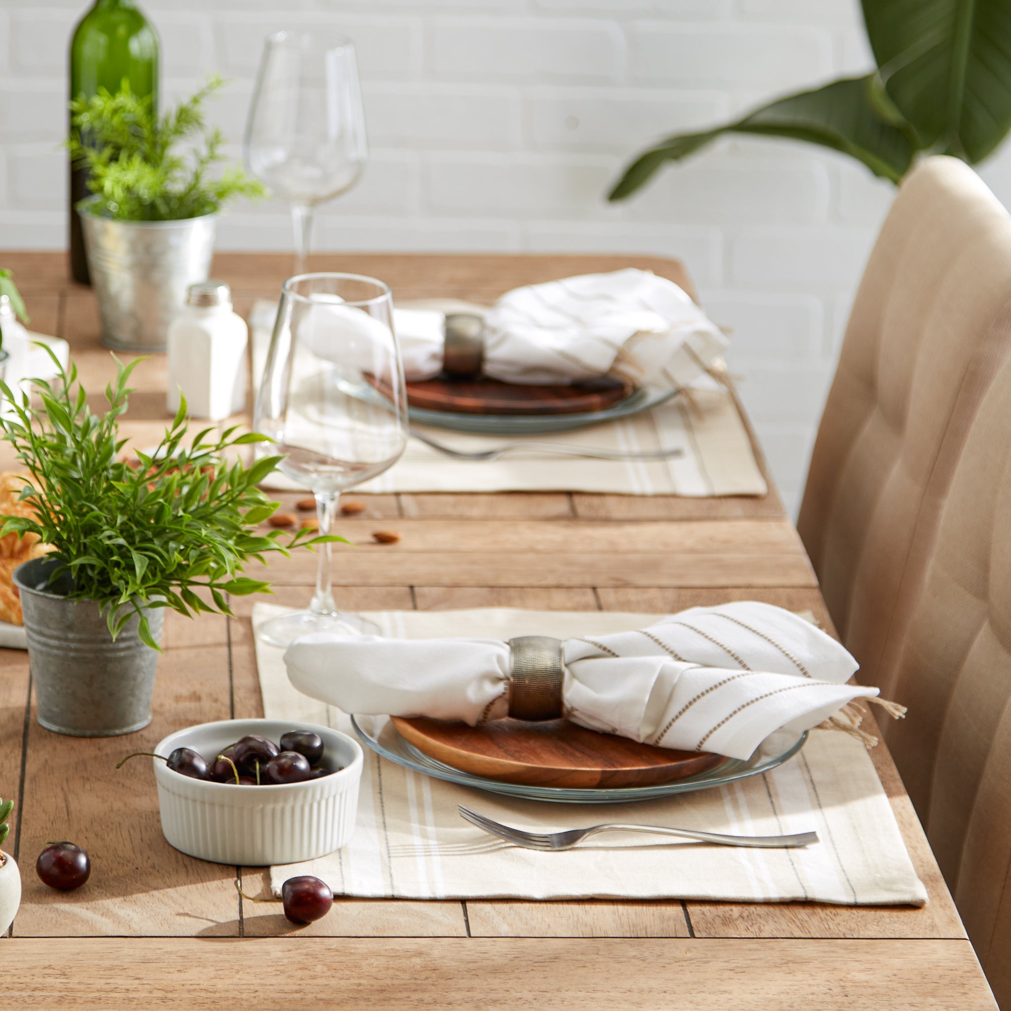 White French Stripe Placemats, Set of 6 - Placemats