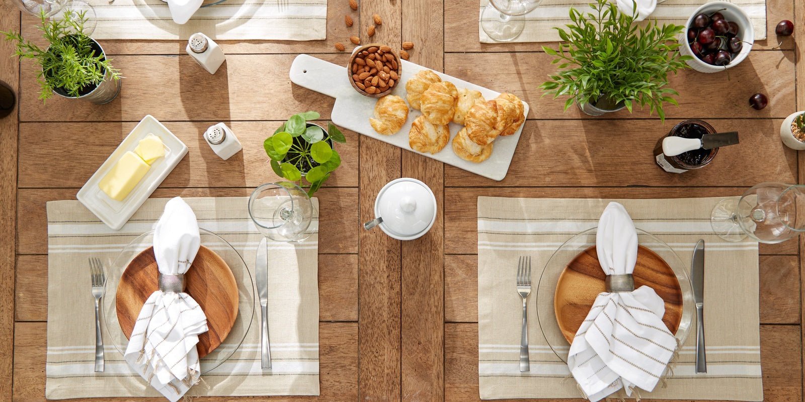 White French Stripe Placemats, Set of 6 - Placemats