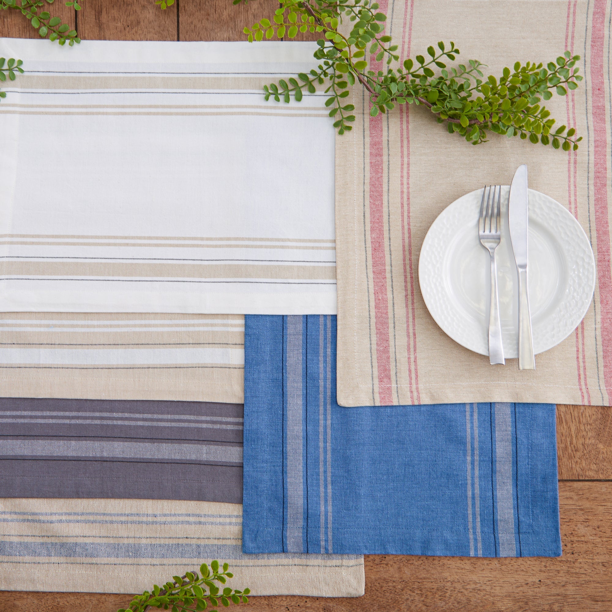 White French Stripe Placemats, Set of 6 - Placemats