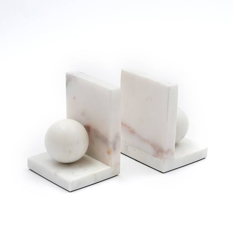 White Marble Bookends - Decor