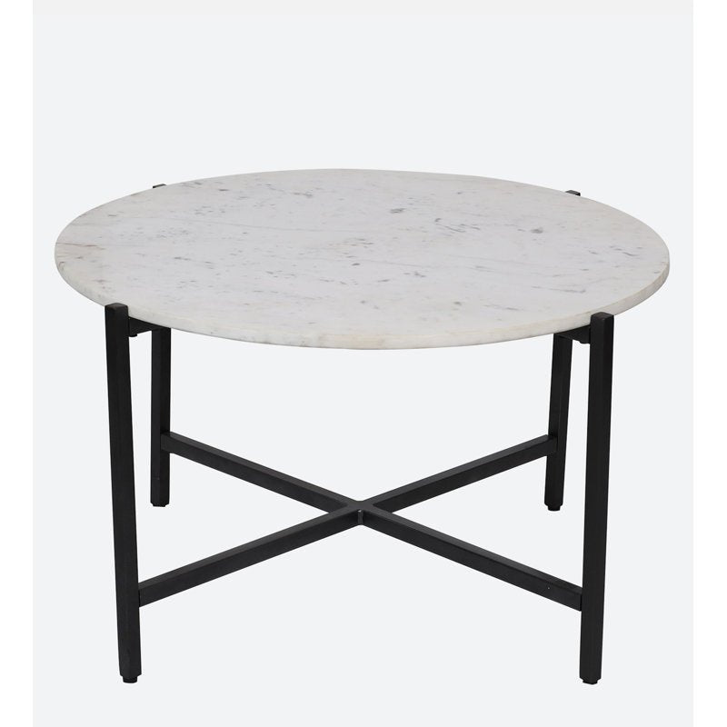 White Marble Coffee Table with Grey Metal Frame - Coffee Tables