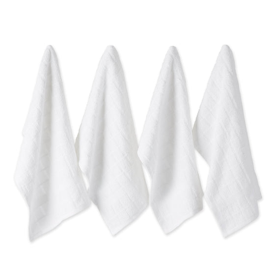 White-Solid-Windowpane-Terry-Dishtowels,-Set-of-4-Dish-Towels