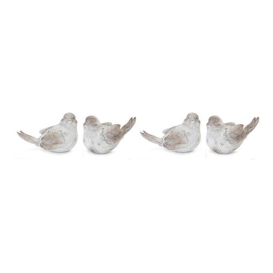 White Washed Bird Figurine (Set of 4) - Outdoor Decor