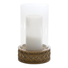Wicker Design Candle Holder with Glass Hurricane, Set of 2 - Candles and Accessories