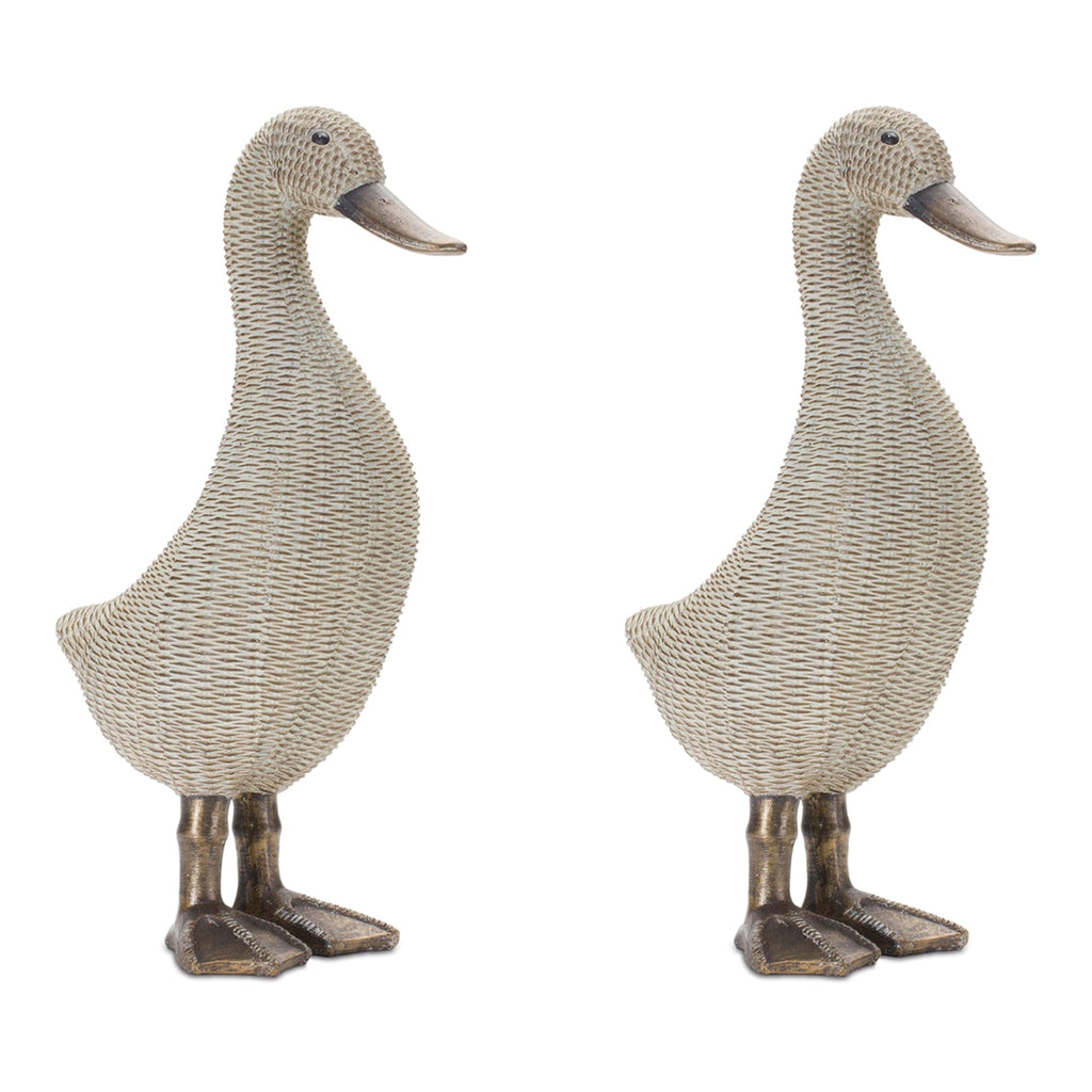 Wicker Duck Figurine (Set of 2) - Decorative Accessories