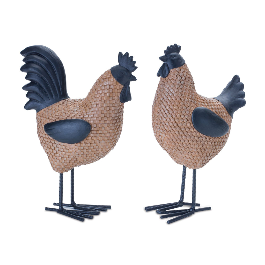 Wicker Hen and Rooster Decor, Set of 2 - Decor
