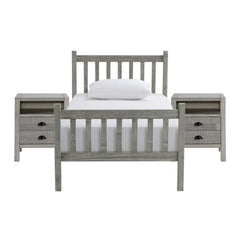 Windsor Gray 4-Piece Wood Bedroom Set with Slat Twin Bed, 2 Nightstands and 6-Drawer Dresser - Children's Furniture