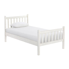 Windsor White 4-Piece Wood Bedroom Set with Slat Twin Bed, 2 Nightstands and 5- Drawer Chest - Children's Furniture