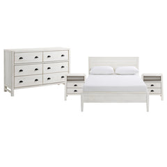Windsor4-Piece Bedroom Set with Panel Full Bed, 2 Nightstands, and 5-Drawer Chest, White - Children's Furniture