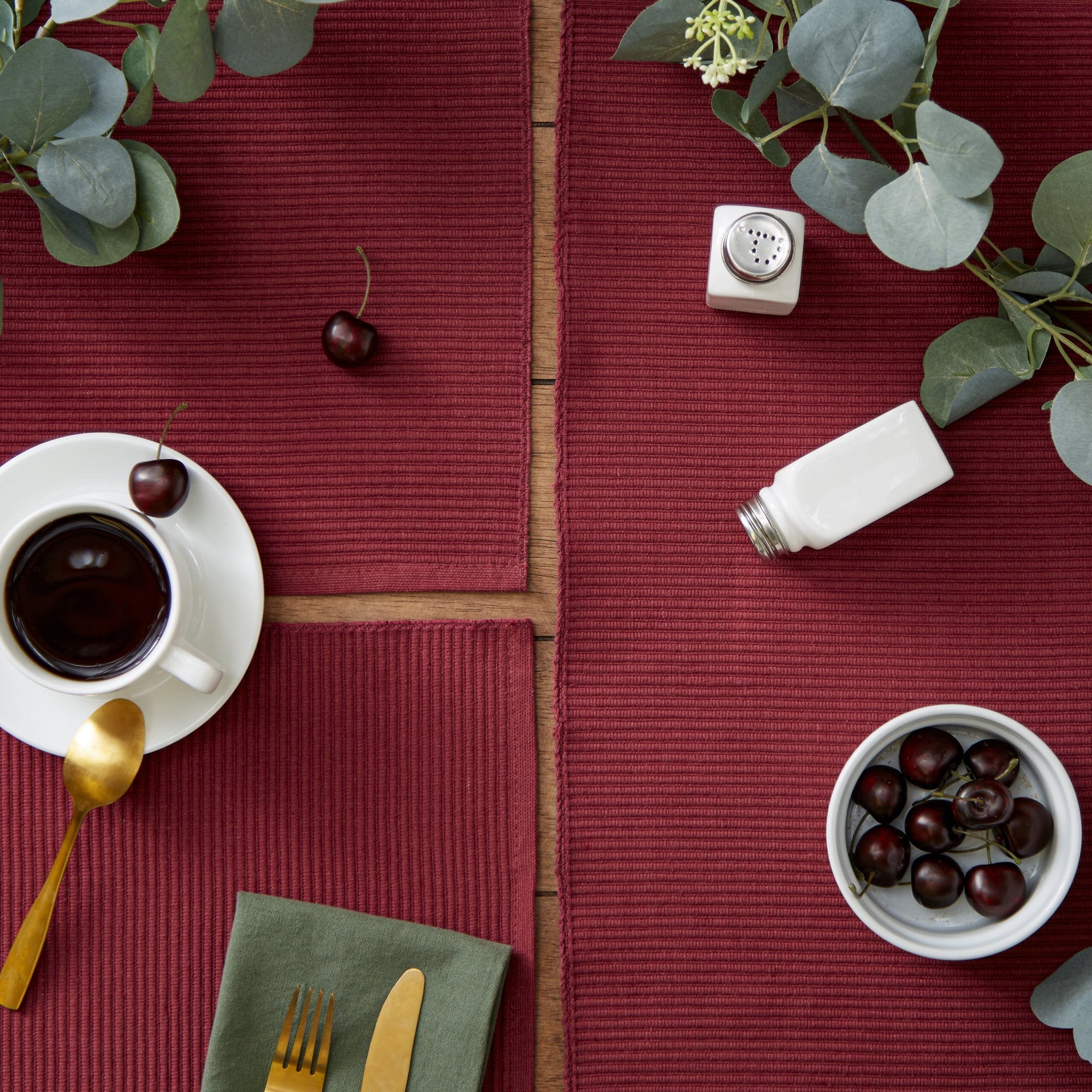 Wine Ribbed Placemats, Set of 6 - Placemats